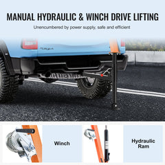 Bostome hydraulic pickup truck crane hoist with a 500 lbs capacity and 360° swivel feature.