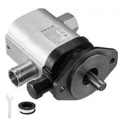 Silver aluminum two-stage hydraulic pump with 22 GPM flow and 4000 PSI pressure for log splitters.