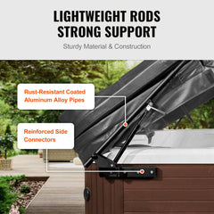 Bostome hydraulic hot tub cover lift with adjustable aluminum alloy frame and reinforced connectors.