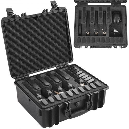 Bostome waterproof hard pistol case in black with adjustable foam and TSA approved design.