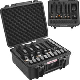 Black waterproof hard pistol case with pre-cut foam and TSA-approved security features.