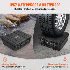 Black waterproof hard pistol case with pre-cut foam and TSA-approved security features.