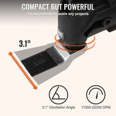 Bostome 2.5A corded oscillating multi-tool with LED light and six-speed settings.