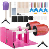 Pink double-arm cup turner kit with tumblers, pens, epoxy resin, glitters, and tools.