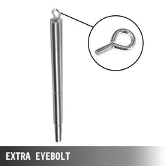 Stainless steel eyebolt for gimbal bearing puller tool with hanging loop.