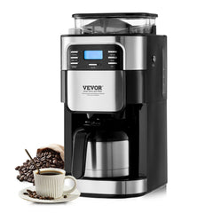 Bostome 8-cup drip coffee maker with built-in grinder, digital timer, and thermal carafe.