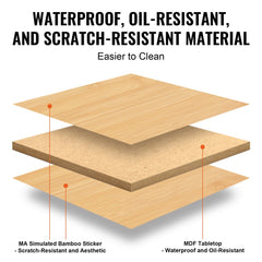 Two bamboo bed tray tables with foldable design and smooth, waterproof surfaces.
