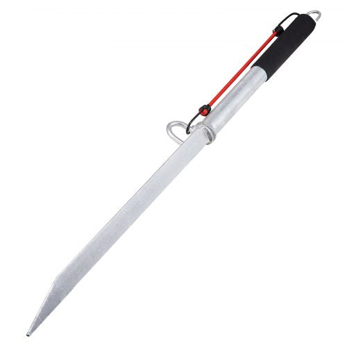 36-inch galvanized steel sand spike anchor for boats with red bungee and black handle.