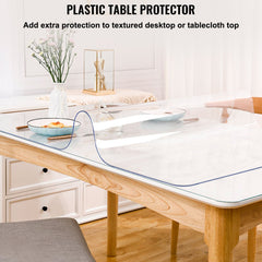 Clear PVC table protector, 44x90 inches, 1.5mm thick, designed for surface protection.