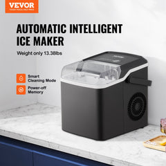 Bostome countertop ice maker in silver, producing bullet ice with a self-cleaning feature.