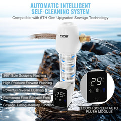 Bostome 40 Micron Whole House Spin Down Sediment Filter with stainless steel screen and pressure gauge.