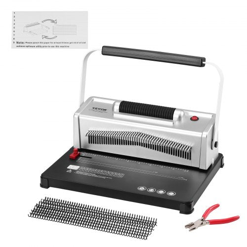 Electric coil spiral binding machine with adjustable guides and durable construction for A4/Letter.