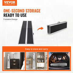 Bostome 10ft portable wheelchair ramp made of aluminum, folds for easy storage and transport.