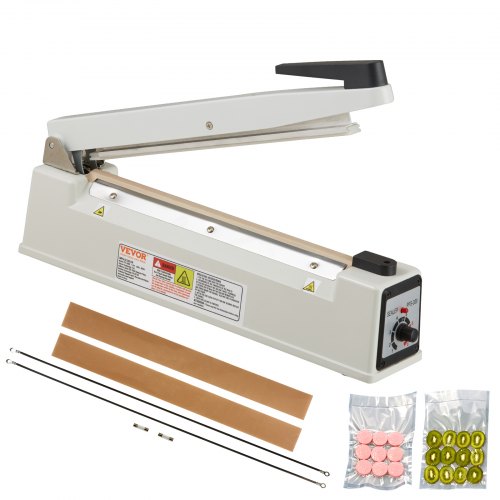 Bostome 12" impulse sealer with adjustable heating levels and durable aluminum casing.