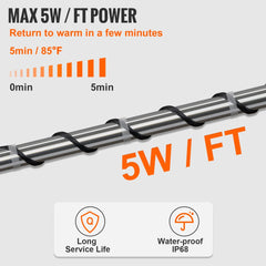 Bostome 9FT self-regulating heating cable with built-in thermostat for pipe protection.