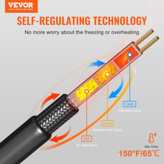 Bostome 120FT self-regulating pipe heating cable with a 6FT power cord for easy installation.