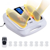 Bostome EMS TENS foot circulation stimulator with heat, featuring a remote and electrode pads.