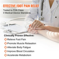 Bostome EMS TENS Foot Circulation Stimulator with remote, display, and electrode pads for pain relief.