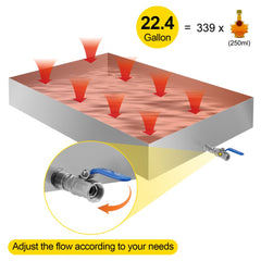 36x24x6 inch 304 stainless steel maple syrup evaporator pan with 22.4-gallon capacity and adjustable flow valve.
