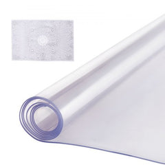 Clear PVC table protector measuring 42x60 inches, 2.0mm thick, with a transparent design.