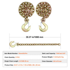 Bostome G80 Binder Chain in a 2-pack, featuring 3/8" x 2.9' chains with hooks.