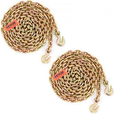 Two coiled 20ft galvanized Grade 80 transport binder chains with grab hooks and 3/8-inch links.