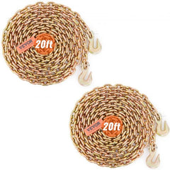 Bostome G80 transport chain, 5/16"x20', with grab hooks and rust-resistant coating.