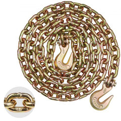 Bostome G80 Binder Chain, 3/8" x 10.3', with hooks and a 7100 lbs working load limit.