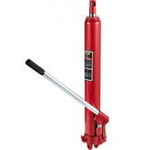 Bostome 8-ton hydraulic long ram jack with single piston pump and clevis base for lifting.