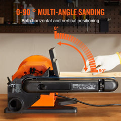 Bostome 2-in-1 belt disc sander with 6-inch disc, 4x36-inch belt, and 0-90 degree tilting table.