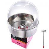 Pink cotton candy machine with a stainless steel bowl and user-friendly design.
