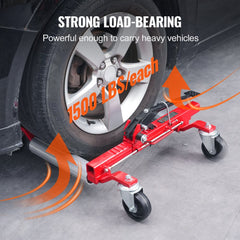 Bostome Heavy Duty Hydraulic Wheel Dolly set with four dollies, each supporting 1500 lbs.
