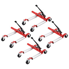 Heavy duty hydraulic wheel dolly set with 1500 lbs capacity and 360° swivel movement.