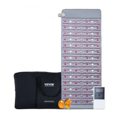 Bostome far infrared heating pad with jade and tourmaline stones, 60x24 inches, shown with controller and carry bag.