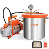 Bostome 3-gallon vacuum chamber kit with a glass lid and 3.5 CFM pump for efficient use.