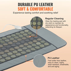 Far infrared heating pad with jade and tourmaline stones for muscle relief and comfort.