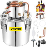 Bostome 13.2 Gal stainless steel alcohol still with condenser, pump, and accessories.