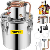 Stainless steel 3-gallon alcohol water distiller with copper coil and water pump included.