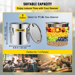 Stainless steel 3-gallon alcohol water distiller kit with pump and thermometer.