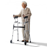 Bostome folding walker with armrest pads, 5-inch wheels, and height adjustable features.