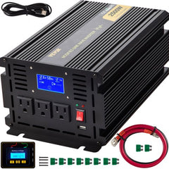 Bostome 2500W modified sine wave power inverter with LCD screen and aluminum alloy shell.