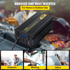Bostome 2500W modified sine wave power inverter with LCD screen and sturdy aluminum shell.