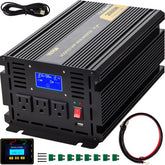 Bostome 2000W modified sine wave inverter with LCD display, AC outlets, and included cables.
