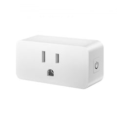 White rectangular WiFi smart plug with power button and standard US outlet socket.