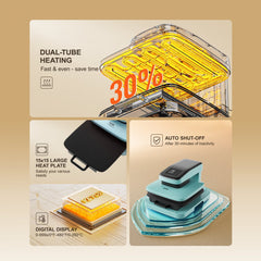 Bostome 2-in-1 Auto Heat Press Machine with 15x15" heating panel and tumbler press attachment.