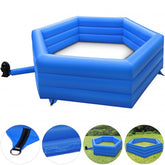 15ft inflatable gaga ball pit with high walls, detachable door, and included air pump.