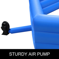 15ft inflatable gaga ball pit with high walls, detachable door, and included air pump.