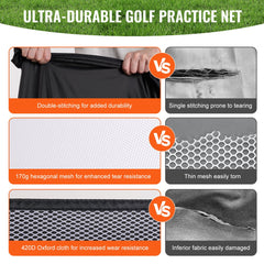 Bostome 10x7ft golf practice net with durable fabric and multi-target design for skill development.