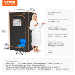 Bostome Portable Steam Sauna Tent with a 1200W steam pot and a foldable chair for easy use.