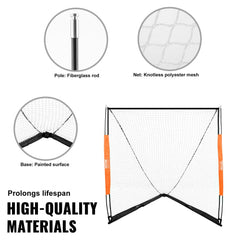 Bostome 6x6 portable lacrosse goal with fiberglass rods and a carry bag for easy transport.